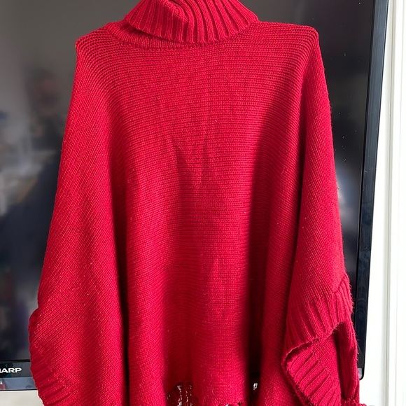 Razzle Dazzle Red Turtleneck Poncho - Picture 1 of 4